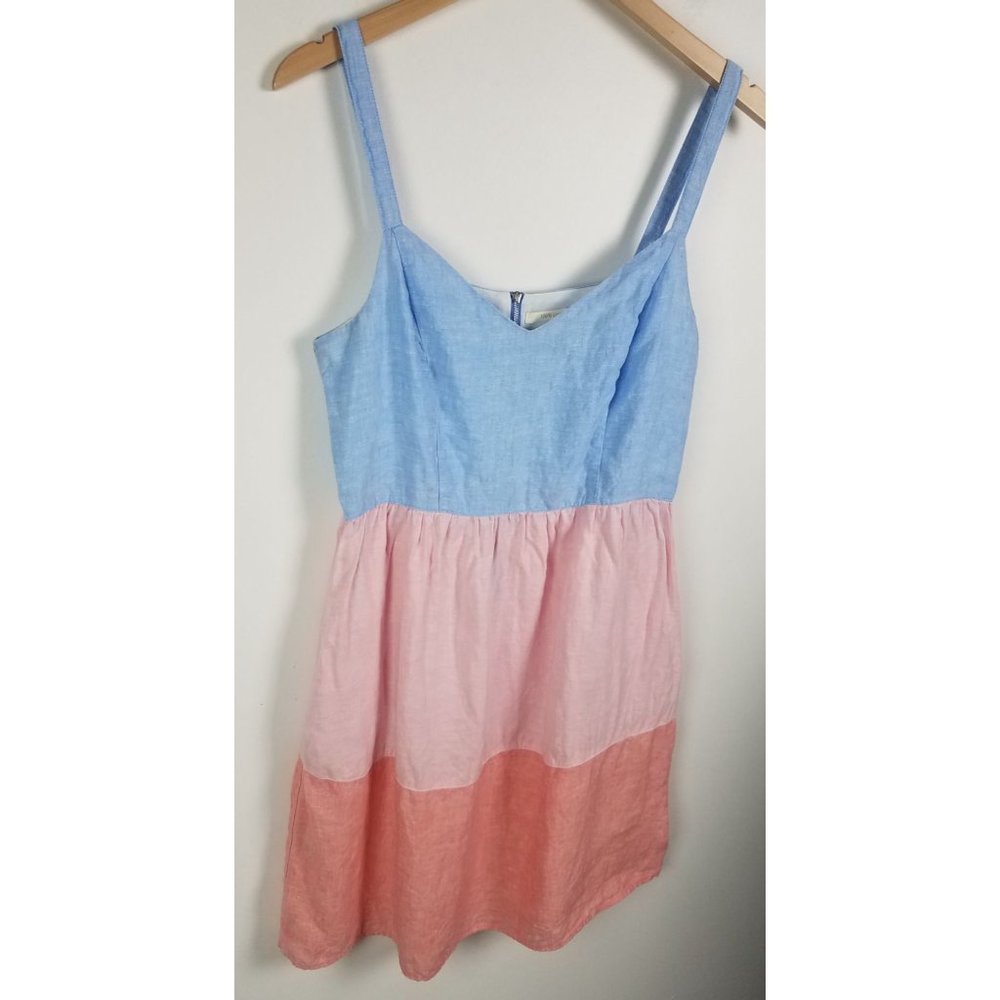 Cynthia Rowley Women's Sz. M 100% Linen Tiered Color Block Short Sundress - Picture 3 of 8